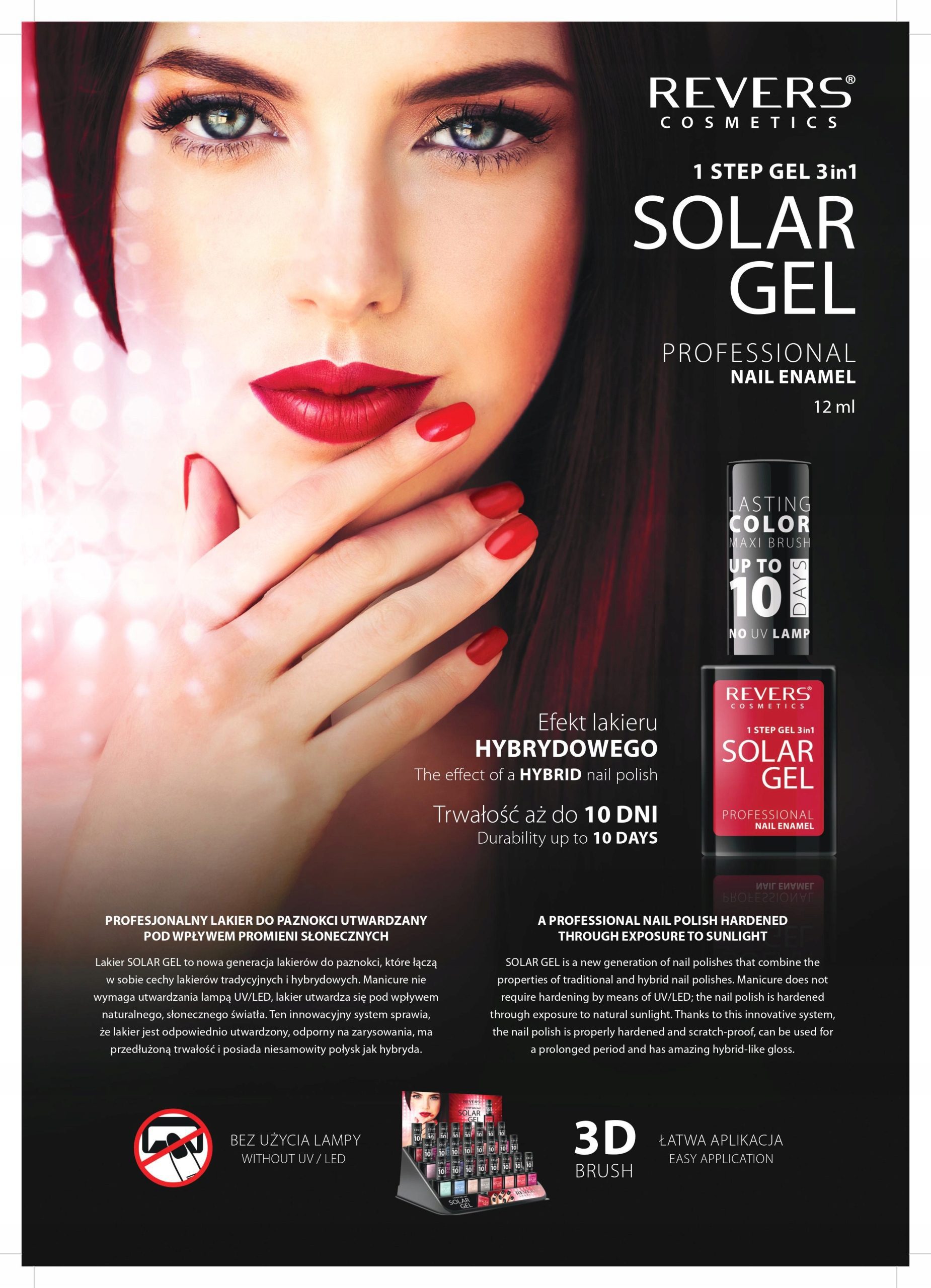 Lakier hybrydowy bez lampy Revers Solar Gel 37 STRAWBERRY - obrazek 5