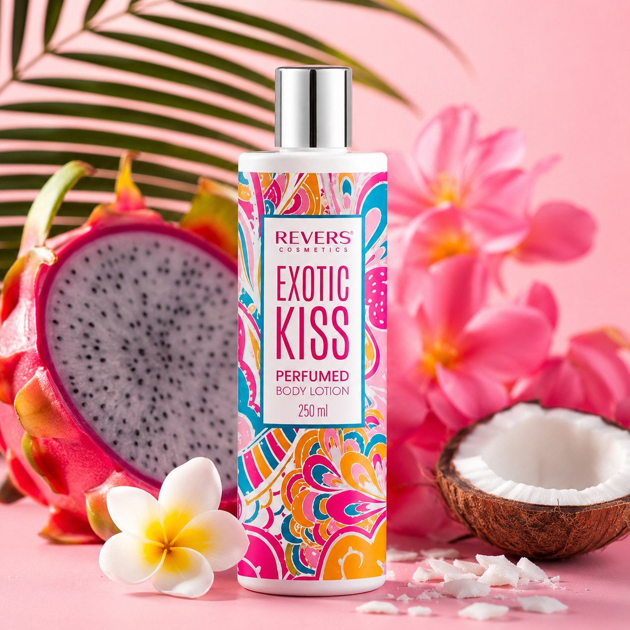 Revers Cosmetics Exotic Kiss – perfumowane mleczko do ciała o egzotycznym, owocowo-kwiatowym charakterze