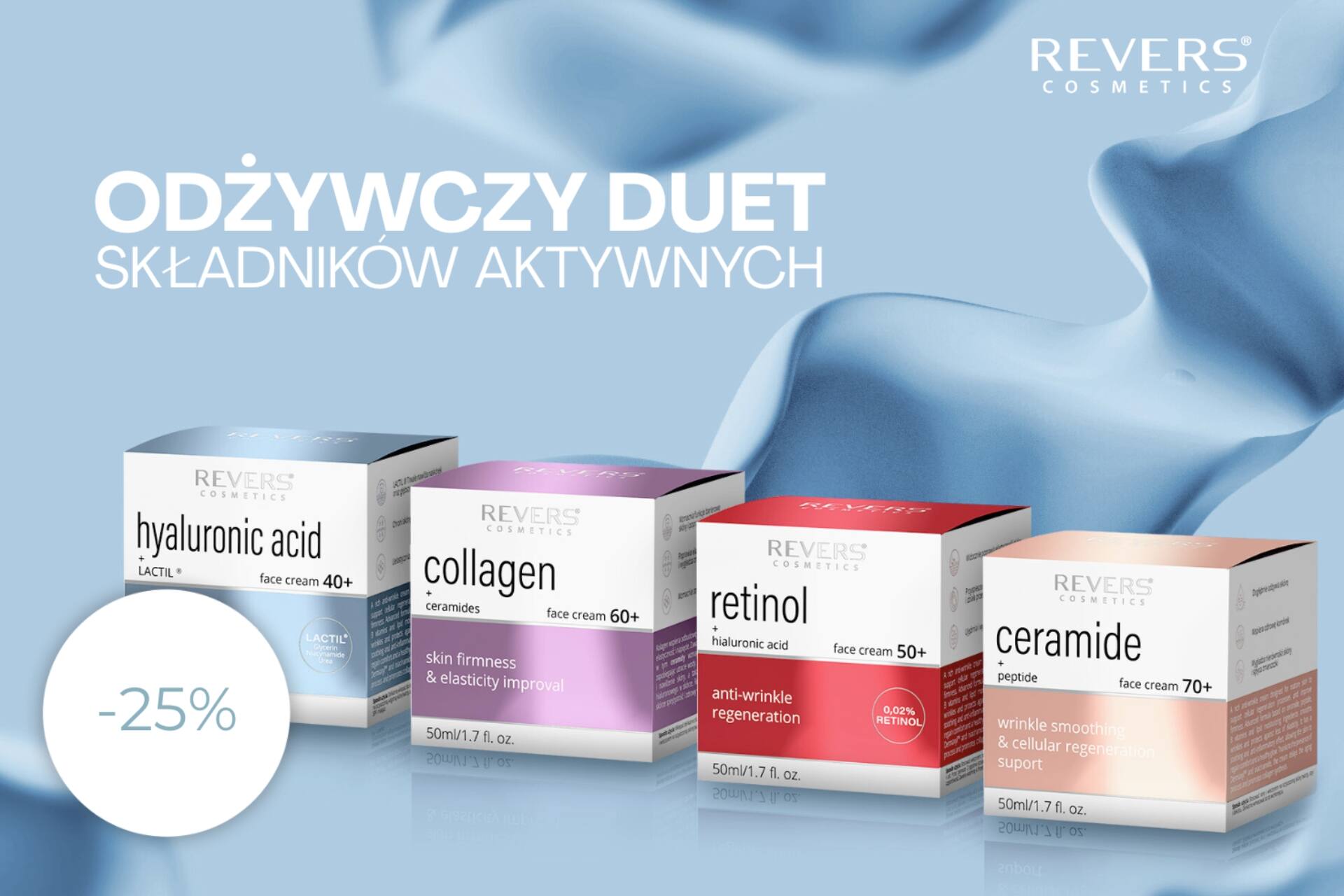 Revers Cosmetics – odżywcze kremy do twarzy z kwasem hialuronowym, kolagenem, retinolem i ceramidami